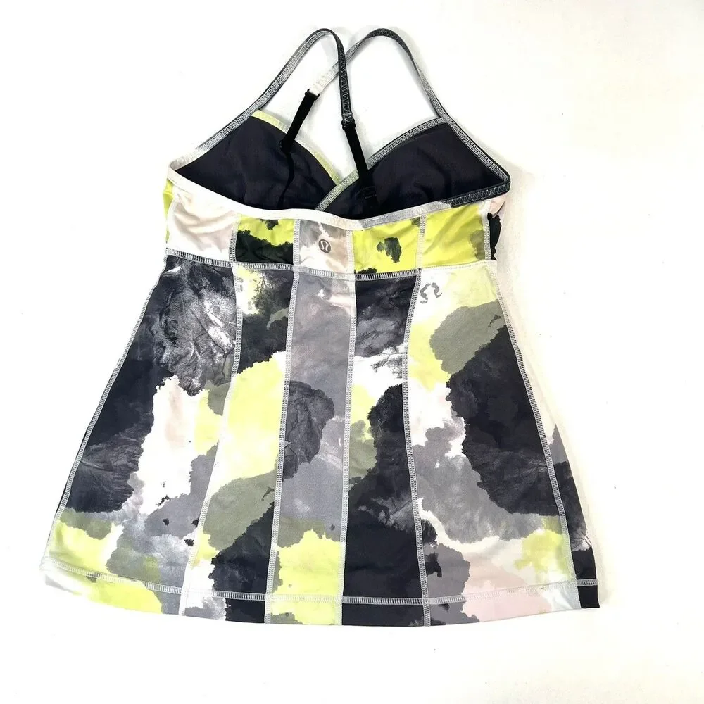 Lululemon Full Eagle Strappy Tank Top Size 6 Black Citron Tinted Canva